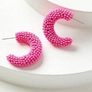 NWT Loft Beaded Hoop Earrings Pink Zinnia